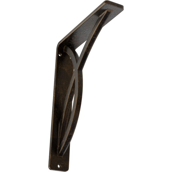 Ekena Millwork Miller Wrought Iron Bracket, (Single center brace), Antiqued Brass 1 1/2"W x 5 1/2"D x 8"H BKTM01X05X08SMIABS - main